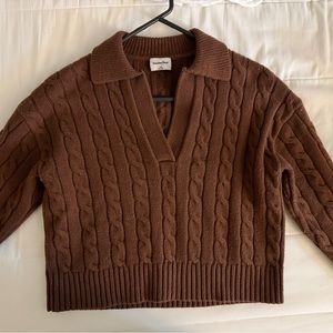 Aritzia Sunday Best Cable Knit Pullover Sweater 2XS Brown